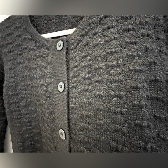 ETNIKO 100% Baby Alpaca Long Sleeve Cardigan Sweater - Black, Size S - Picture 5 of 15